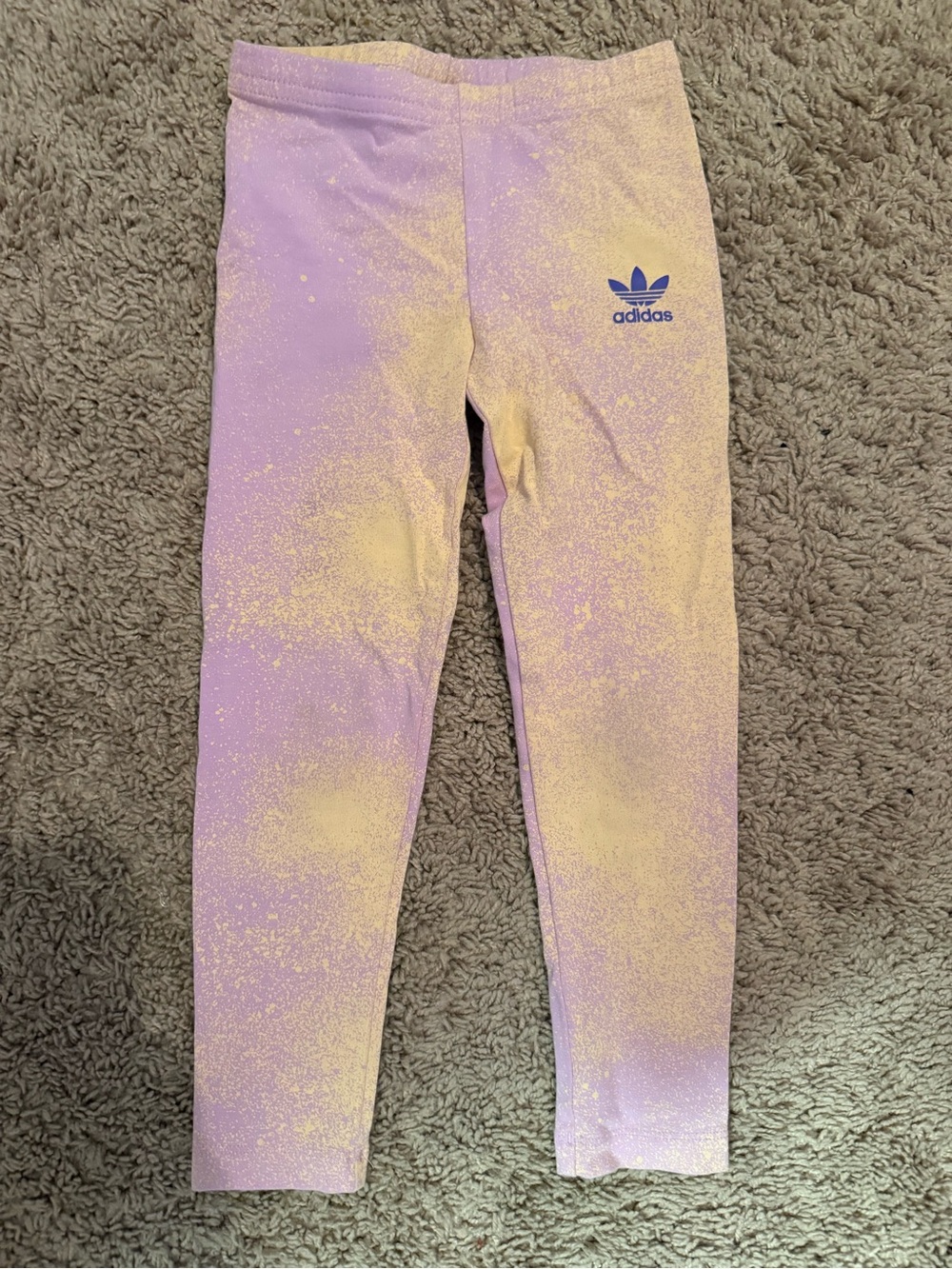 adidas Kids Purple and Yellow Tie-Dye Leggings